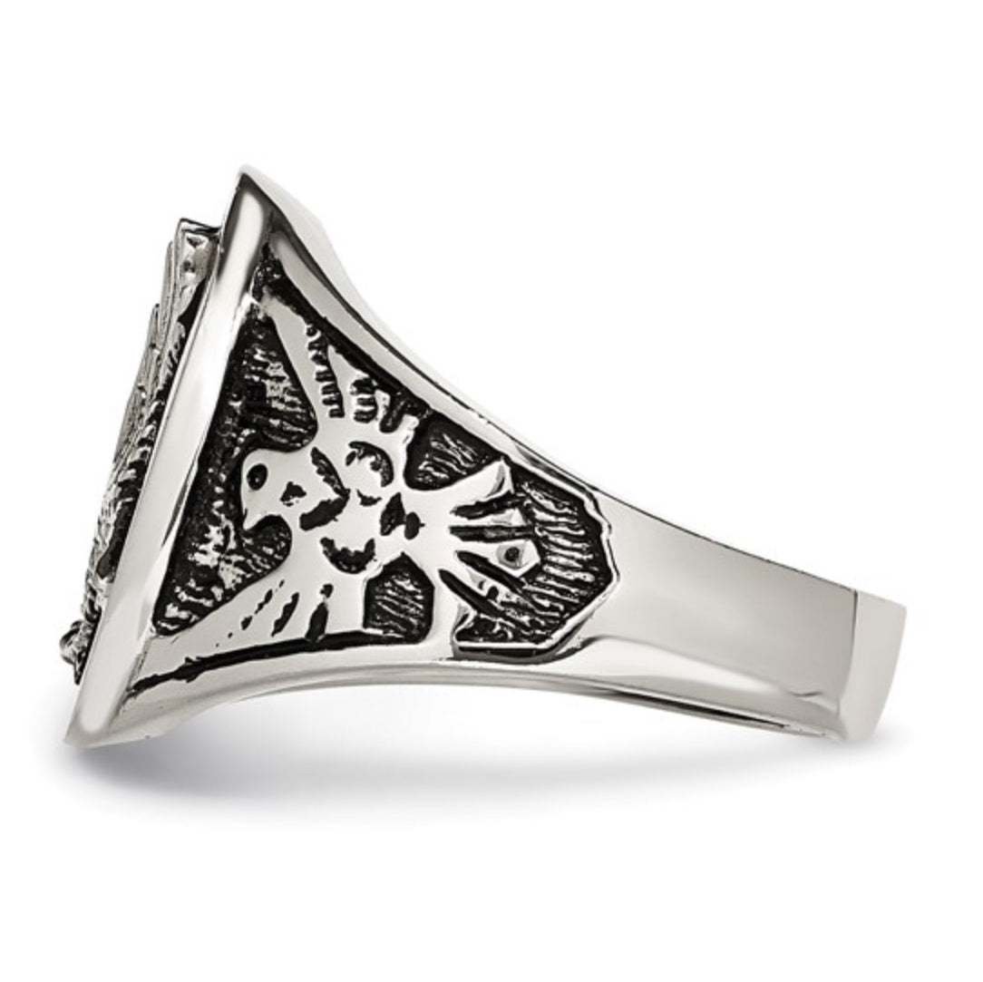 STAINLESS STEEL - TEXTURE & POLISHED ENAMELED EAGLE RING