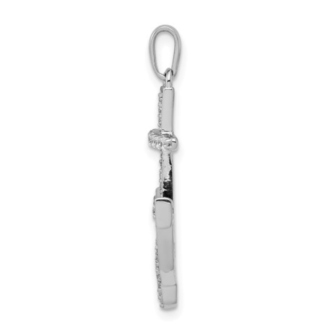 14K WHITE GOLD - LAB DIAMOND ANCHOR PENDANT