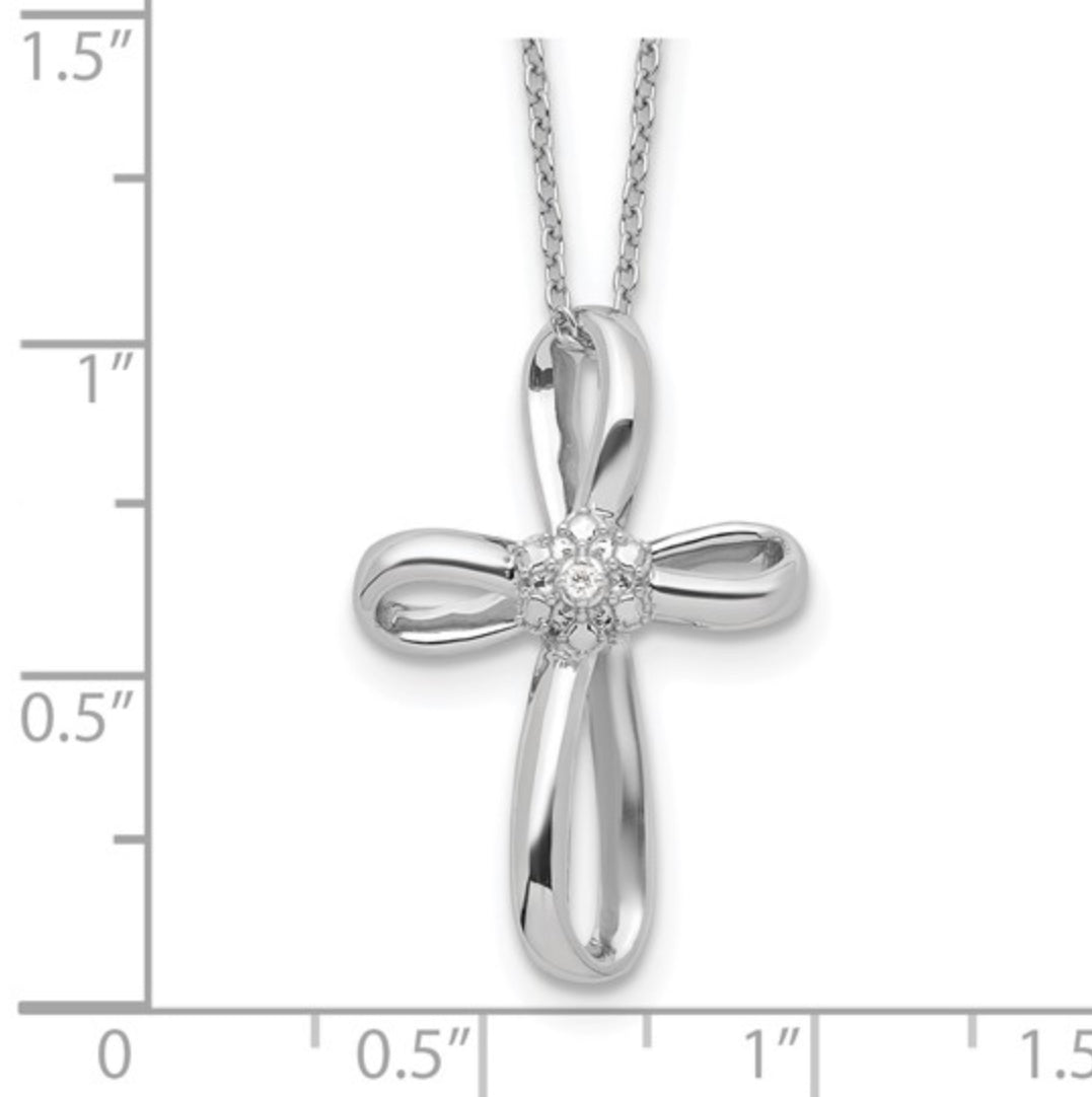 14K WHITE GOLD - LAB DIAMOND CROSS NECKLACE