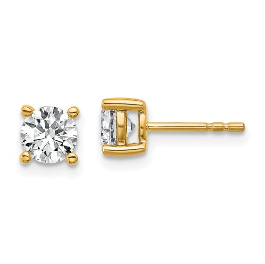 14K GOLD - LAB DIAMOND ROUND STUD EARRINGS