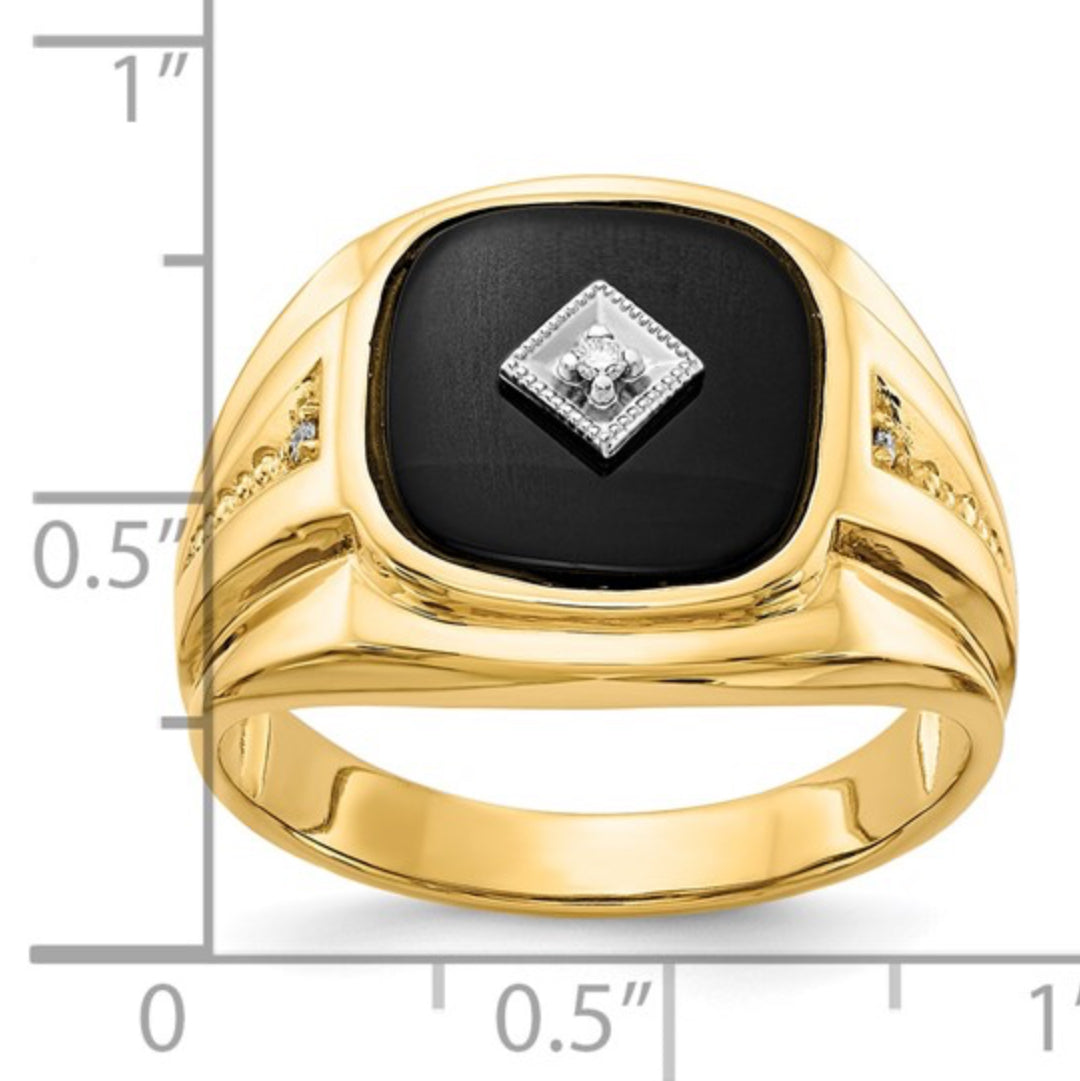 10K GOLD - MEN’S ONYX & DIAMOND RING