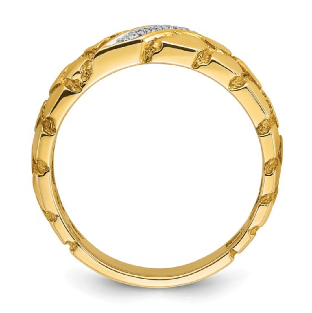 14K GOLD - MENS DIAMOND NUGGET COMPLETE RING