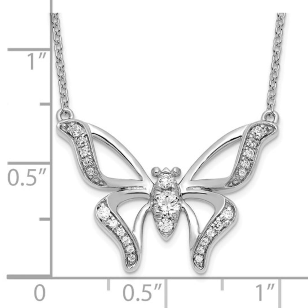 14K WHITE GOLD - LAB DIAMOND BUTTERFLY NECKLACE