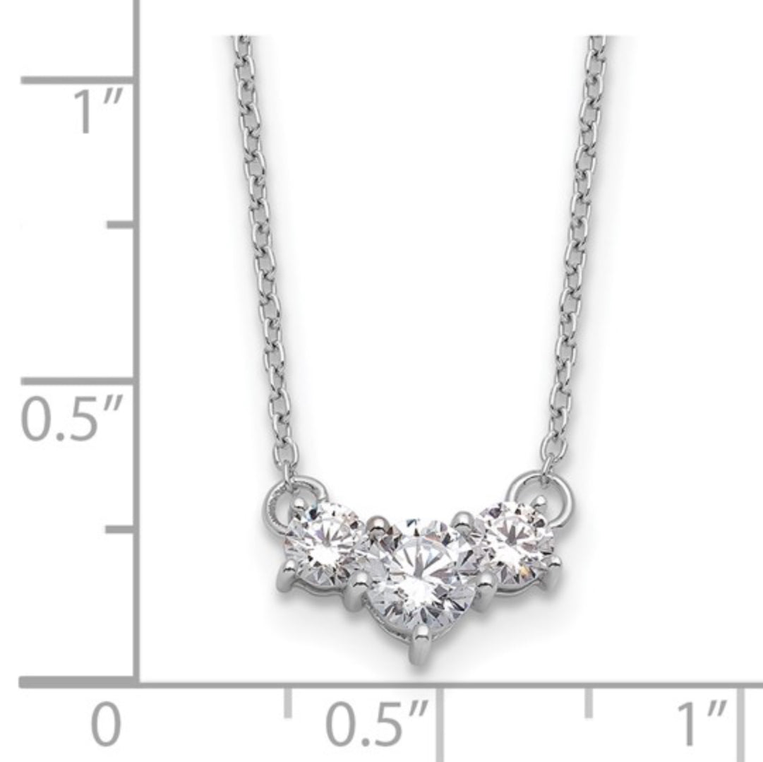 14K WHITE GOLD - LAB DIAMOND 3 STONE NECKLACE