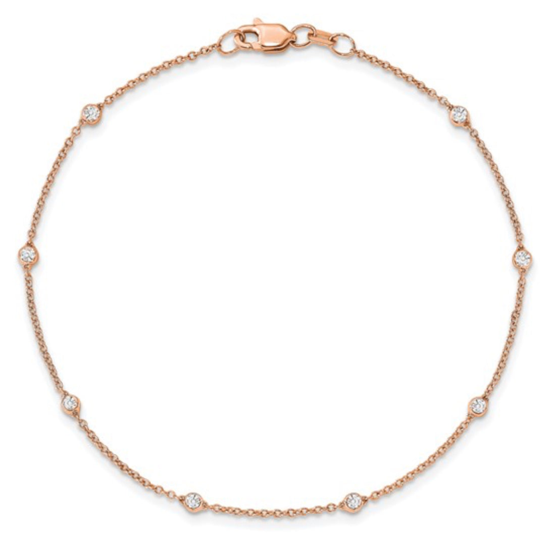 14K ROSE GOLD - LAB DIAMOND STATION ANKLET
