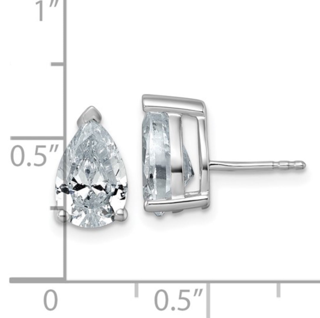 14K WHITE GOLD - LAB DIAMOND PEAR STUD EARRINGS