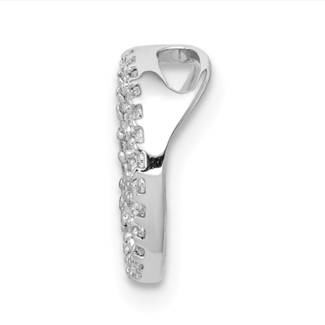 14K WHITE GOLD - LAB DIAMOND PEACE SIGN PENDANT