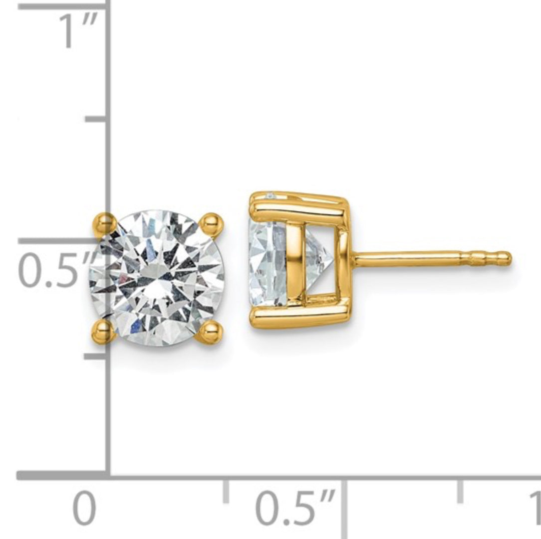 14K GOLD - LAB DIAMOND ROUND STUD EARRINGS