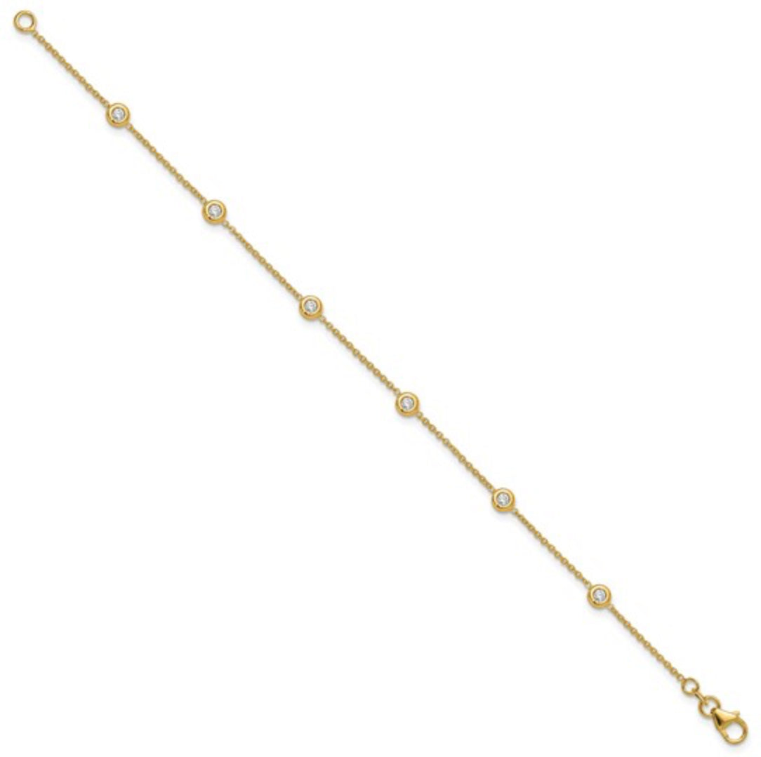 14K GOLD - LAB DIAMOND SIX STATION BRACELET