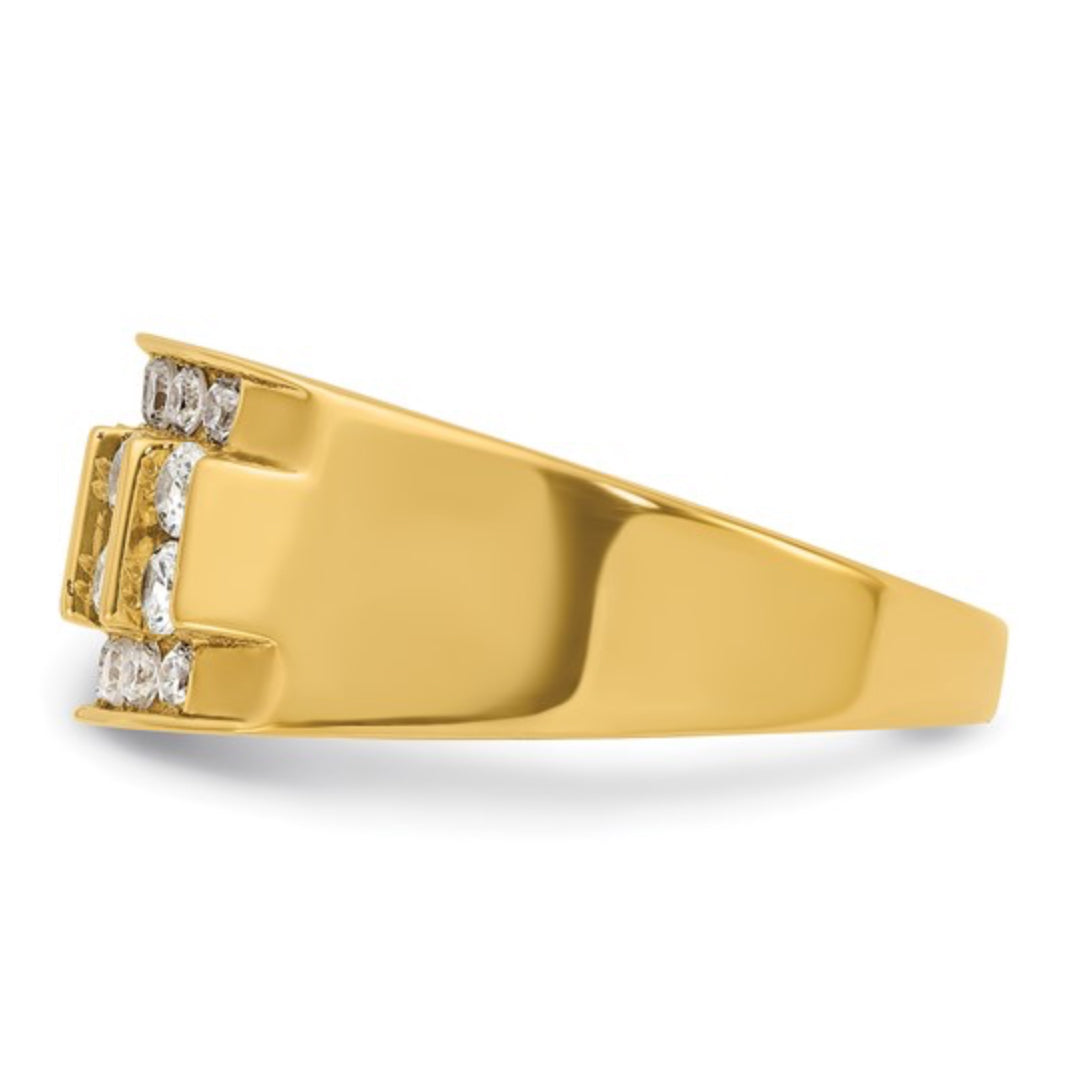 14K GOLD - POLISHED DIAMOND RING