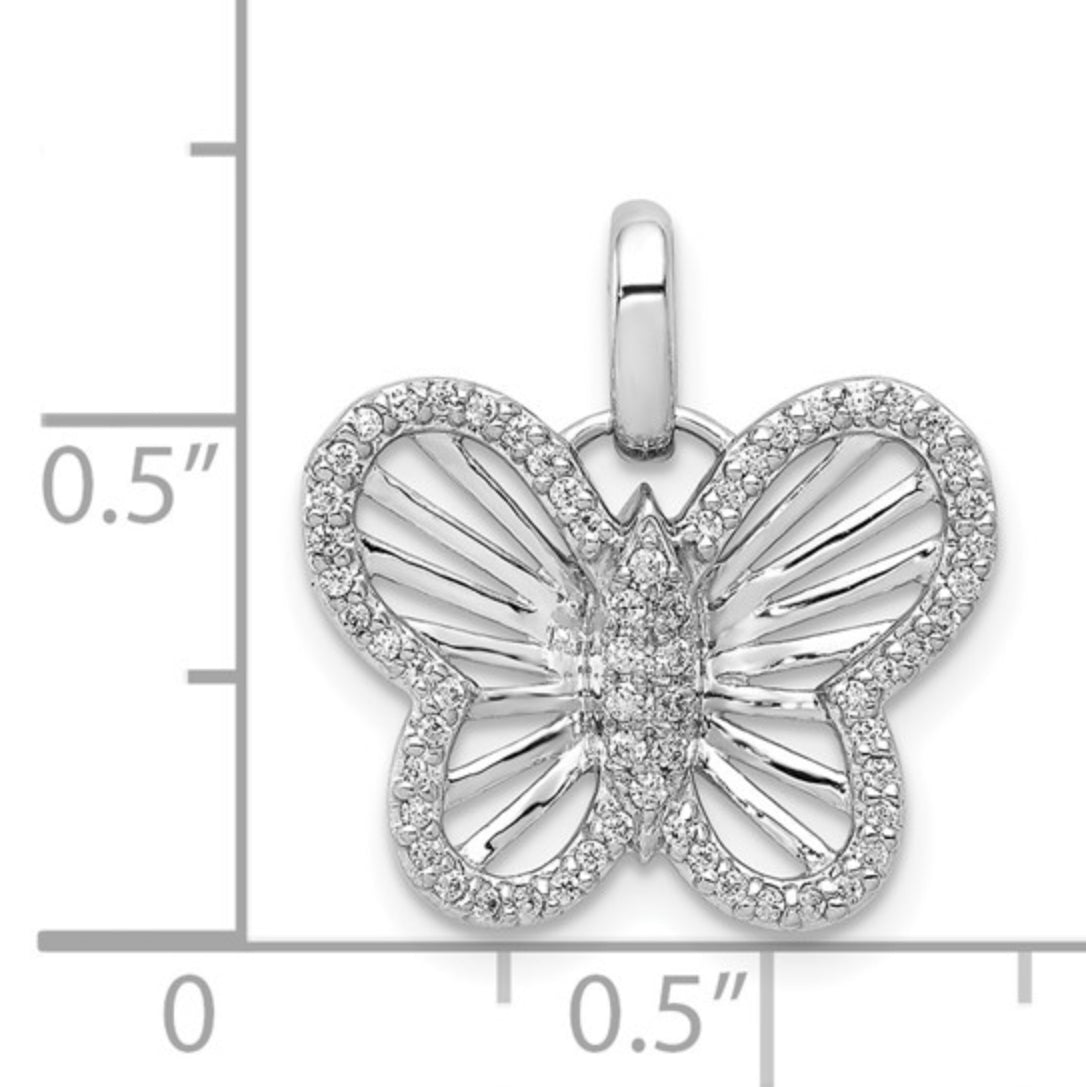 14K WHITE GOLD - LAB DIAMOND DIAMOND BUTTERFLY PENDANT