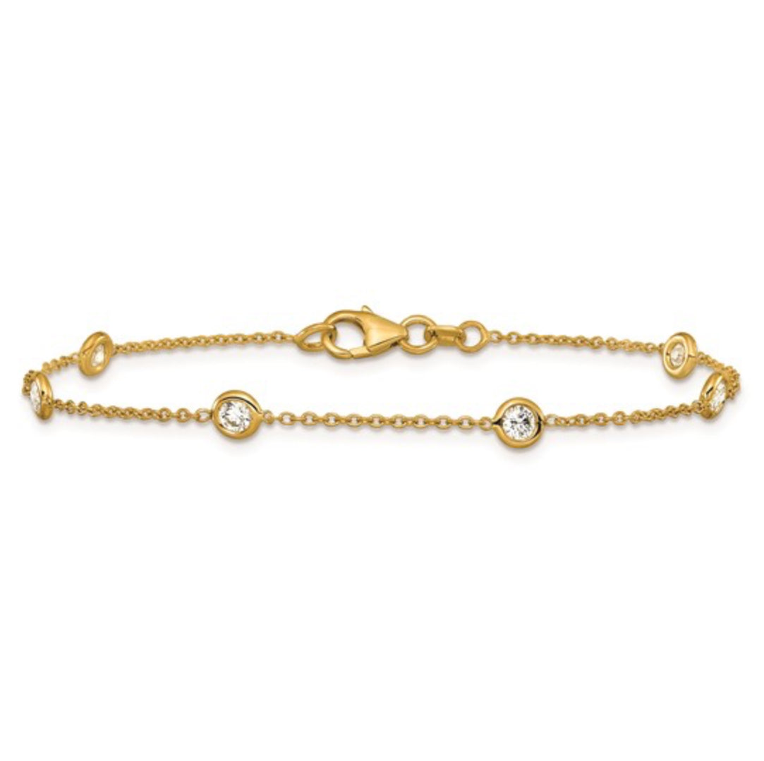 14K GOLD - LAB DIAMOND SIX STATION BRACELET