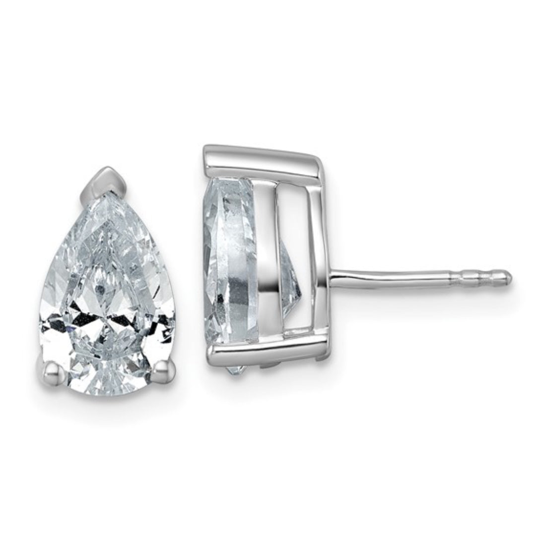 14K WHITE GOLD - LAB DIAMOND PEAR STUD EARRINGS