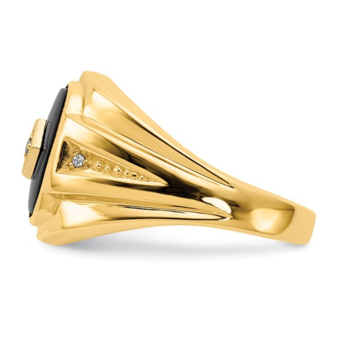 10K GOLD - MEN’S ONYX & DIAMOND RING