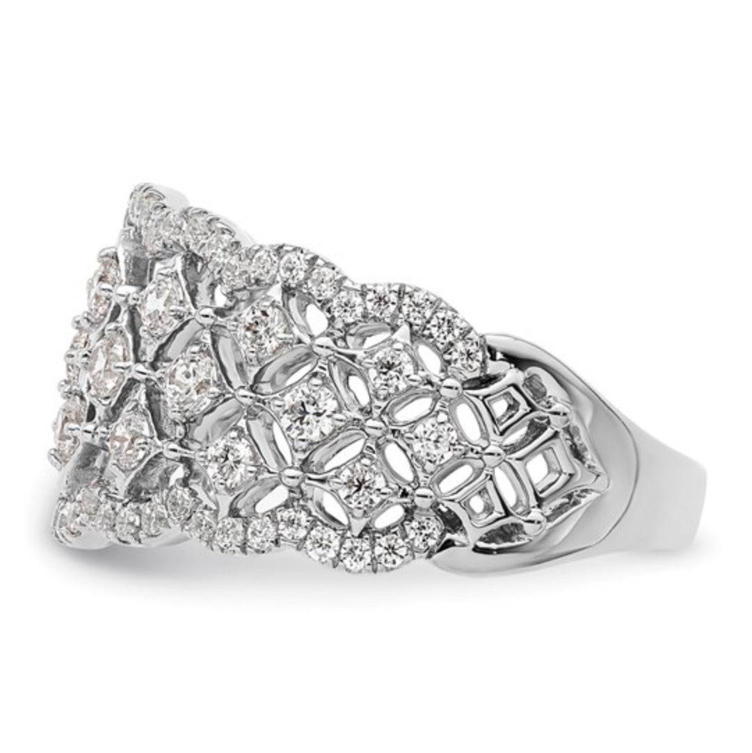 14K WHITE GOLD - LAB DIAMOND WIDE FASHION RING