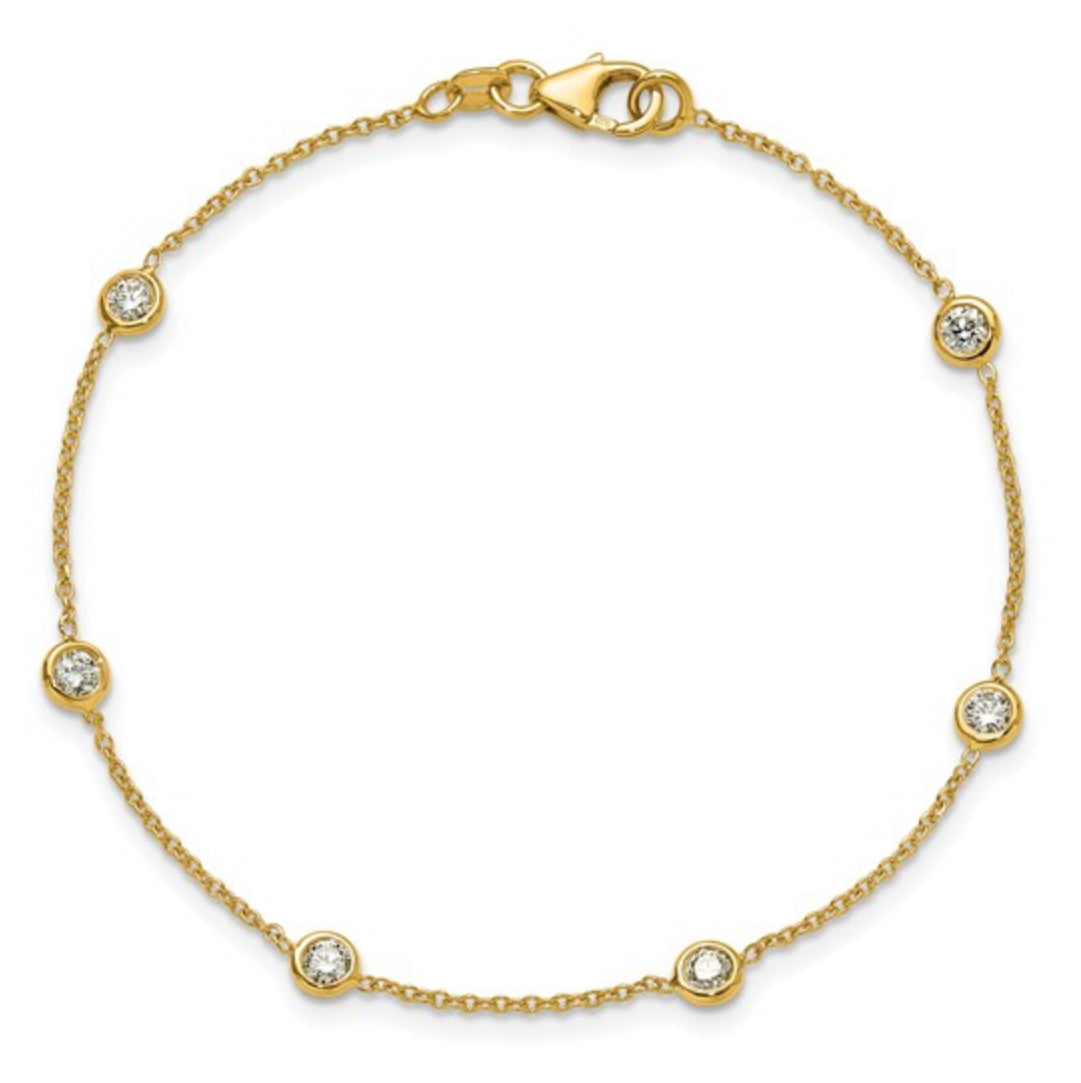 14K GOLD - LAB DIAMOND SIX STATION BRACELET