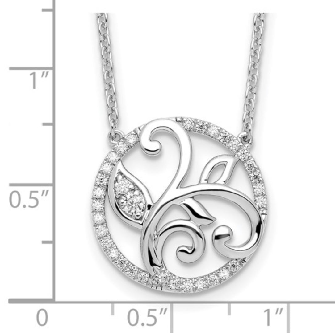 14K WHITE GOLD - LAB DIAMOND GROWTH FLORAL NECKLACE