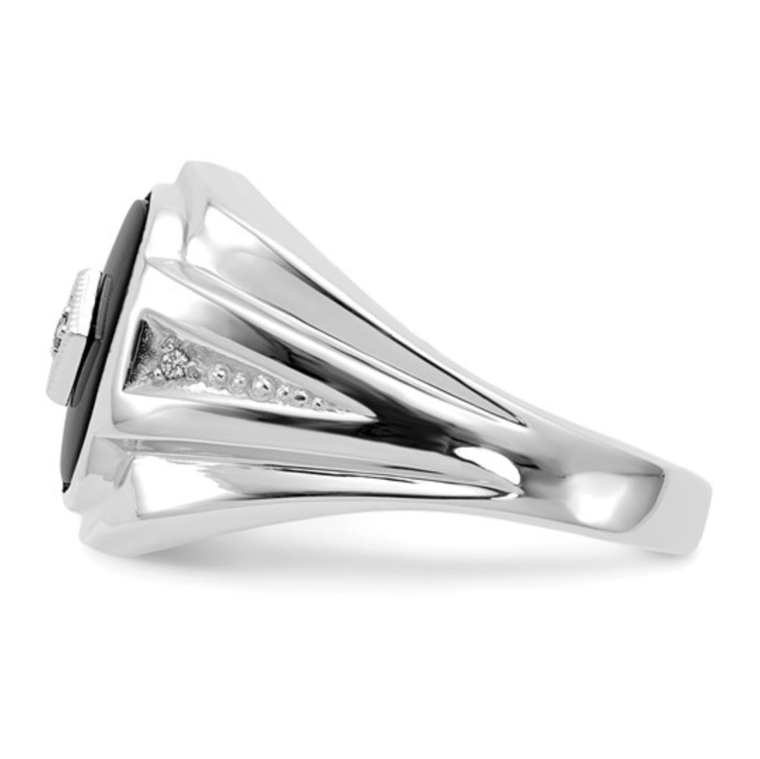 14K WHITE GOLD - MEN’S ONYX & DIAMOND RING