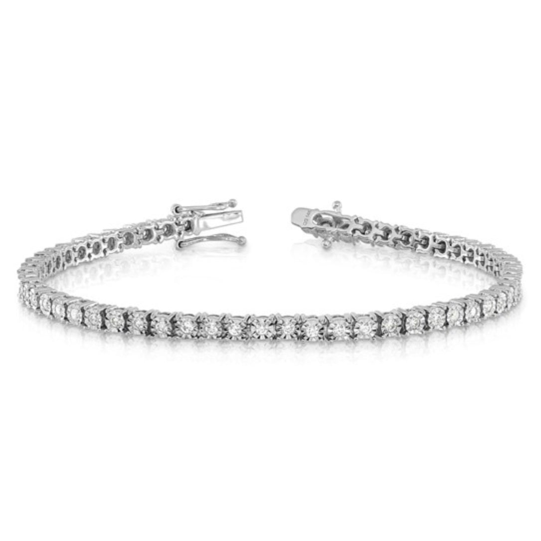 14K WHITE GOLD - LAB DIAMOND ILLUSION SETTING TENNIS BRACELET