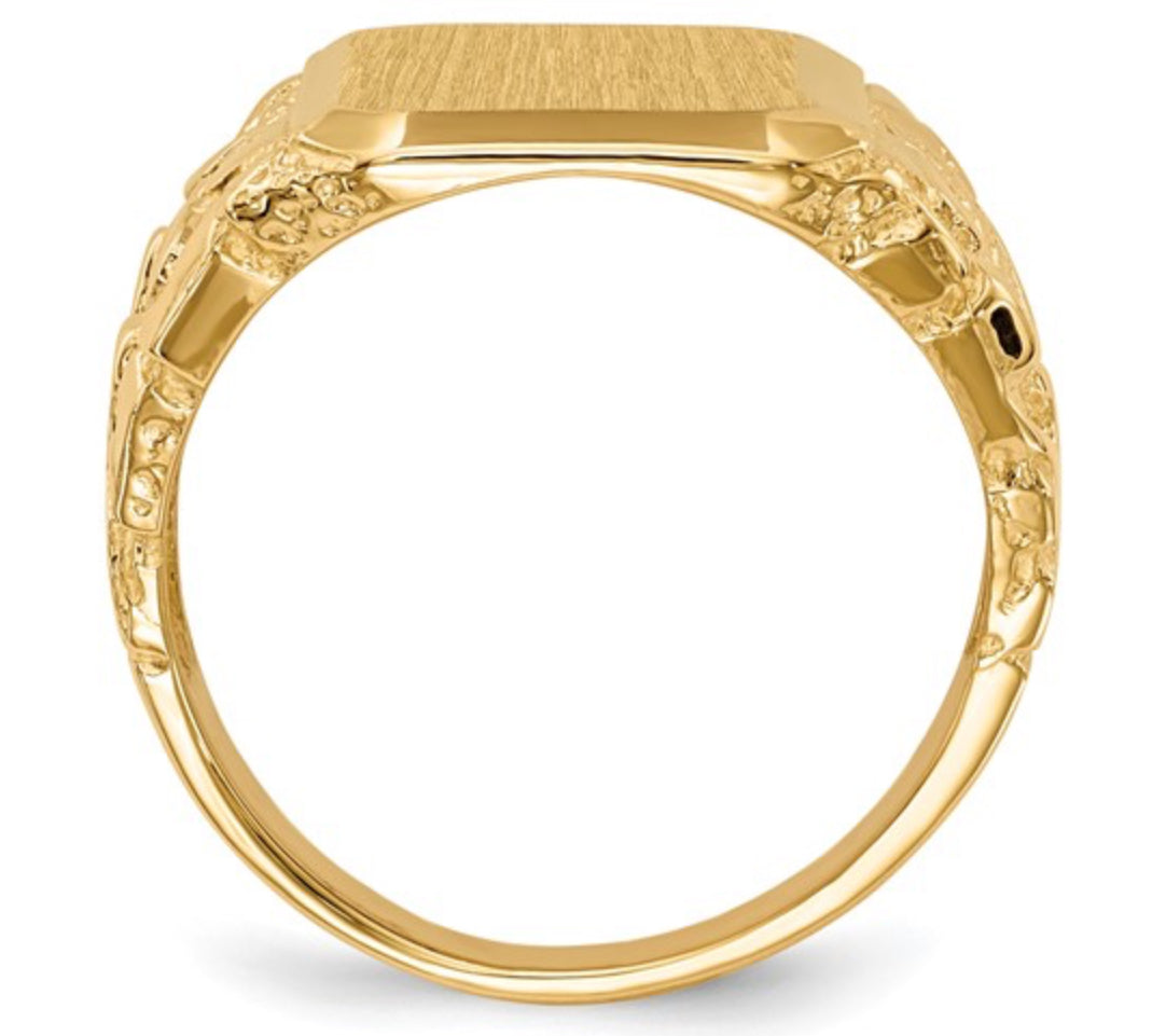 14K GOLD - FANCY SQUARE SIGNET RING