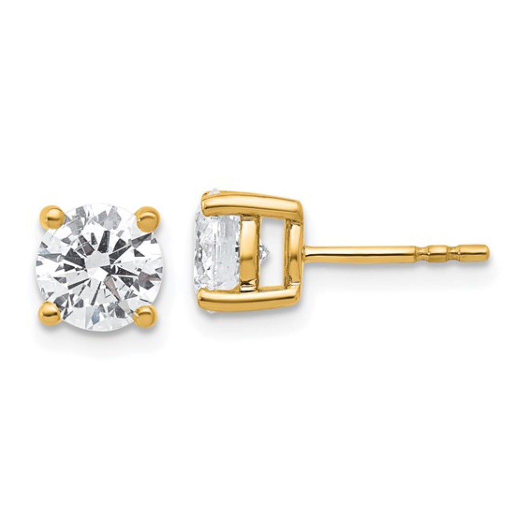 14K GOLD - LAB DIAMOND ROUND STUD EARRINGS