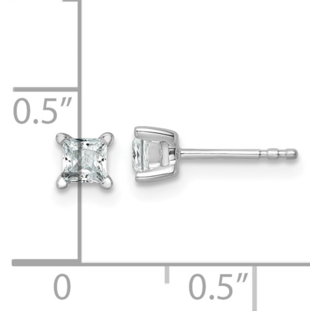 14K WHITE GOLD - LAB DIAMOND PRINCESS STUD EARRINGS