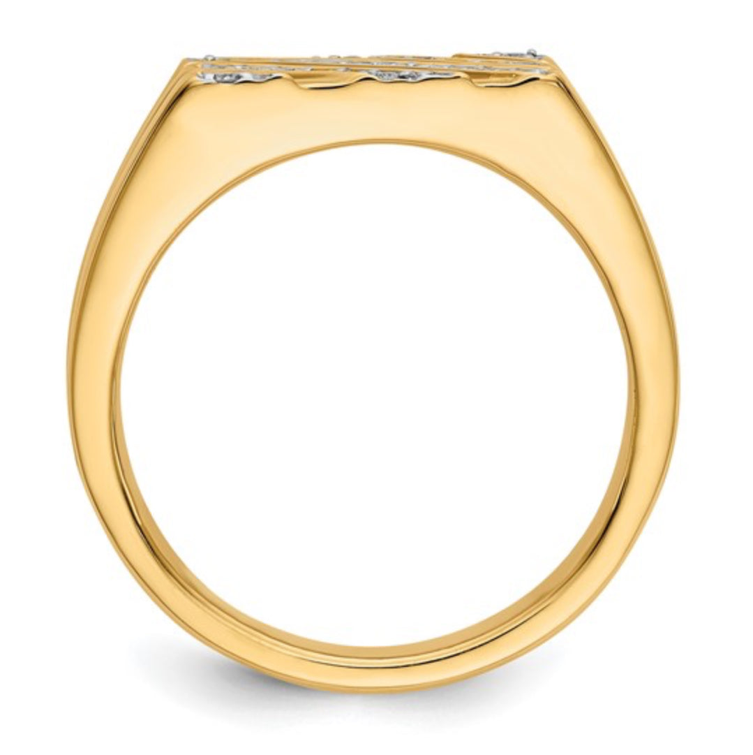 14K GOLD - MENS DIAMOND STRIP RING