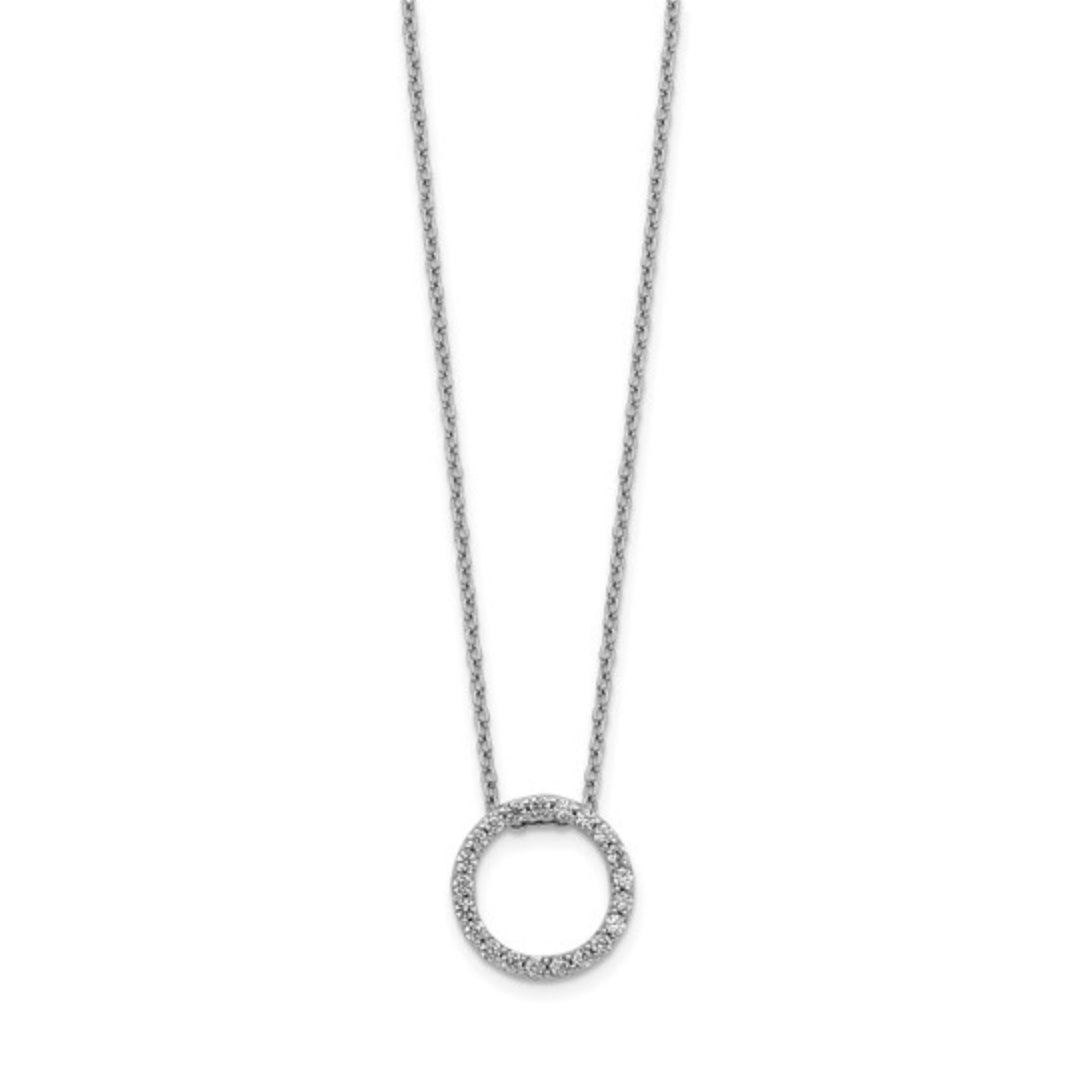 14K WHITE GOLD - LAB DIAMOND CIRCLE NECKLACE