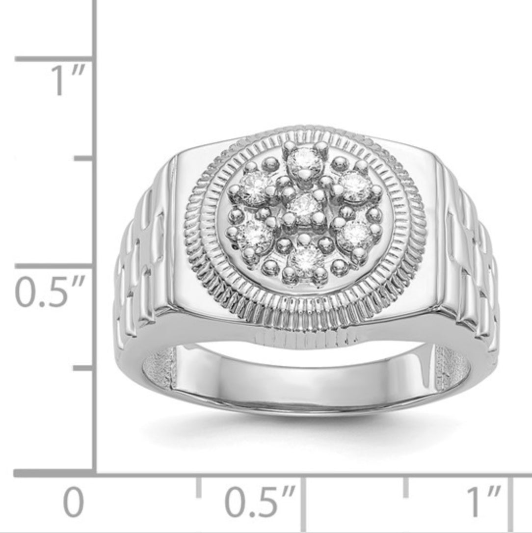 14K WHITE GOLD - MENS DIAMOND RING