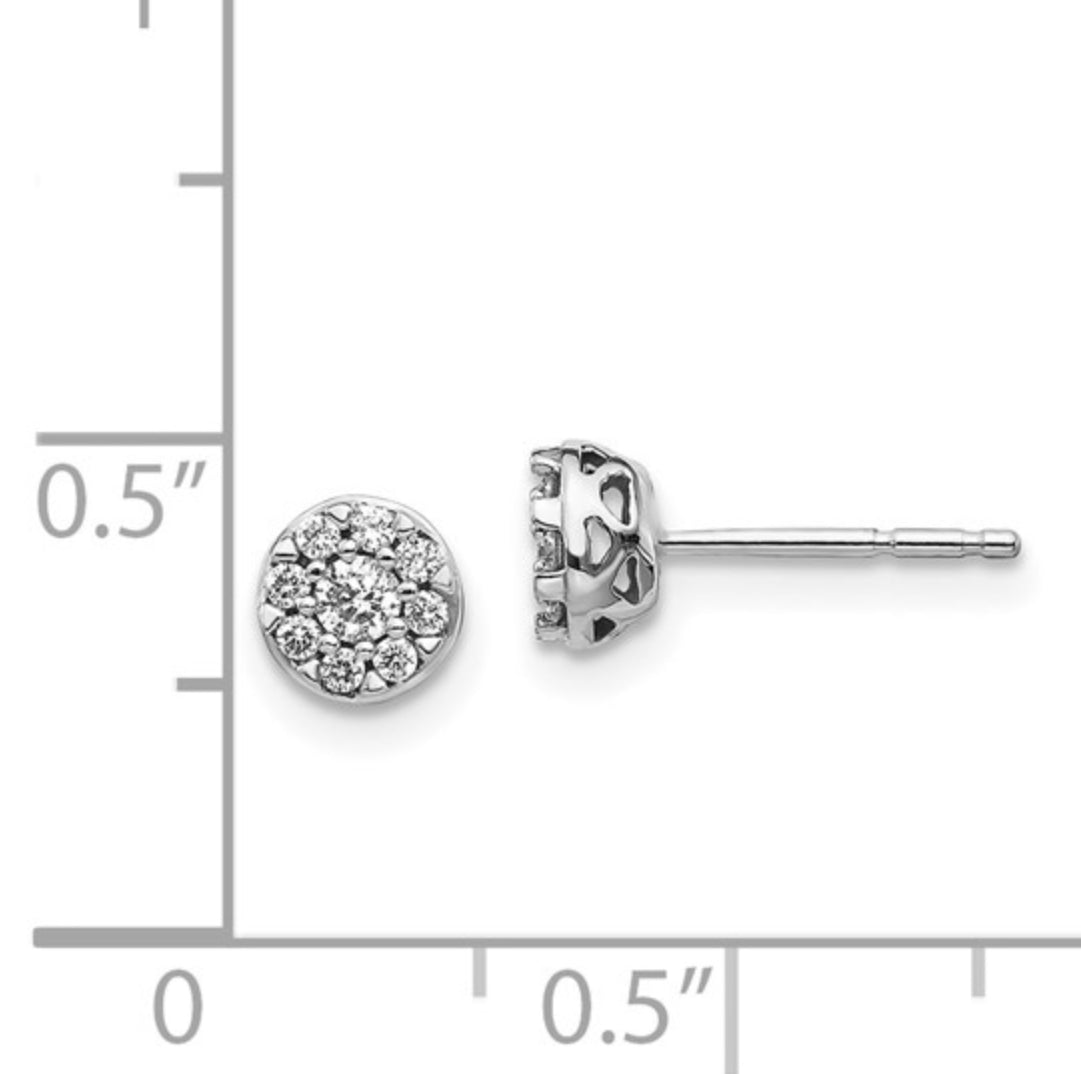 14K WHITE GOLD - LAB DIAMOND CLUSTER POST EARRINGS