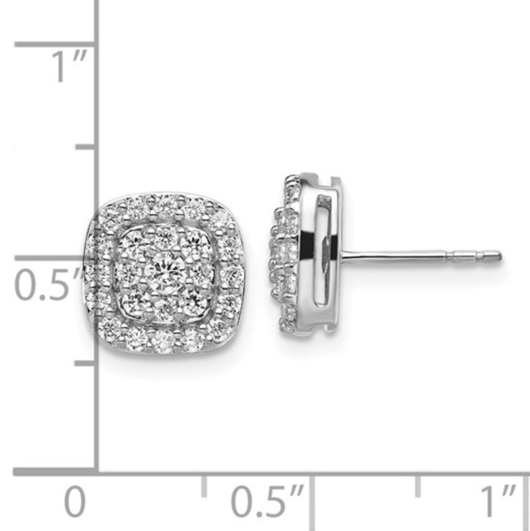 14K WHITE GOLD - LAB DIAMOND SQUARE HALO POST EARRINGS