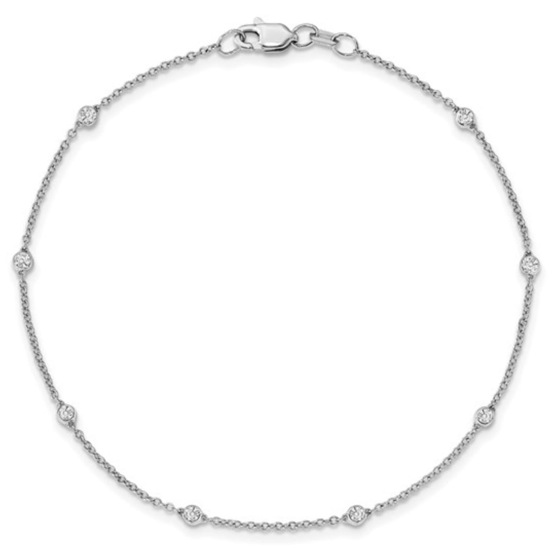 14K WHITE GOLD - LAB DIAMOND STATION ANKLET