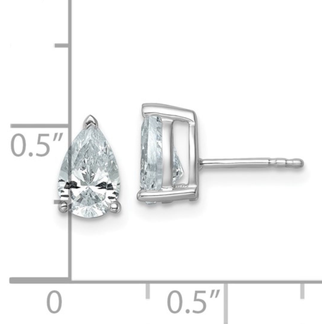 14K WHITE GOLD - LAB DIAMOND PEAR STUD EARRINGS