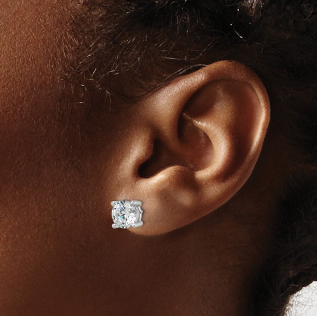 14K WHITE GOLD - LAB DIAMOND ROUND STUD EARRINGS