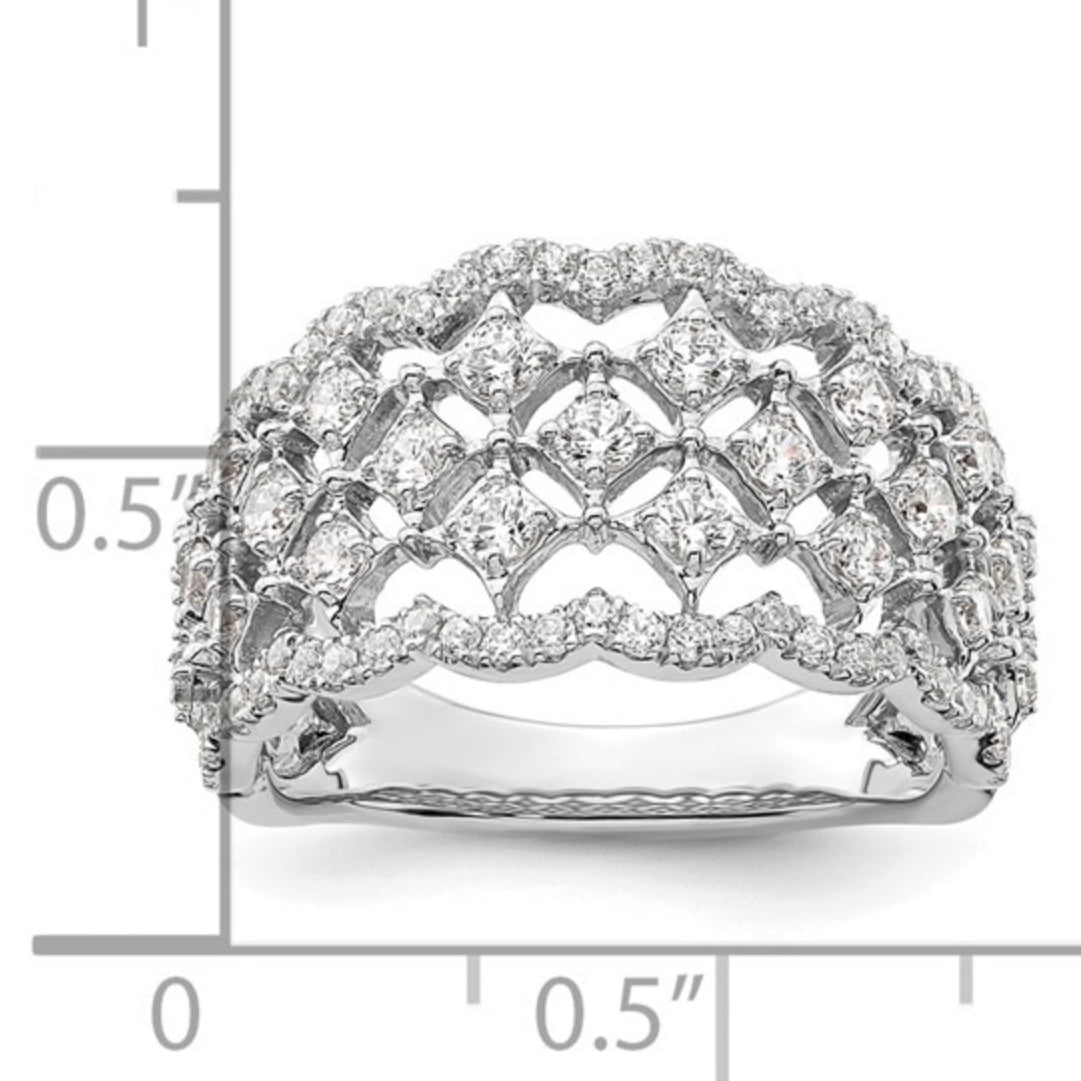 14K WHITE GOLD - LAB DIAMOND WIDE FASHION RING