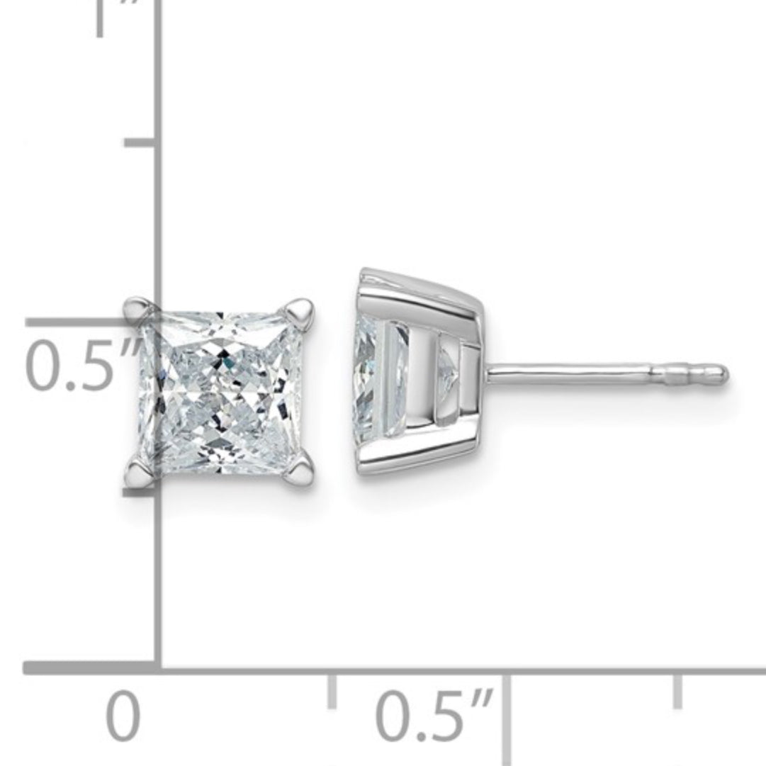 14K WHITE GOLD - LAB DIAMOND PRINCESS STUD EARRINGS