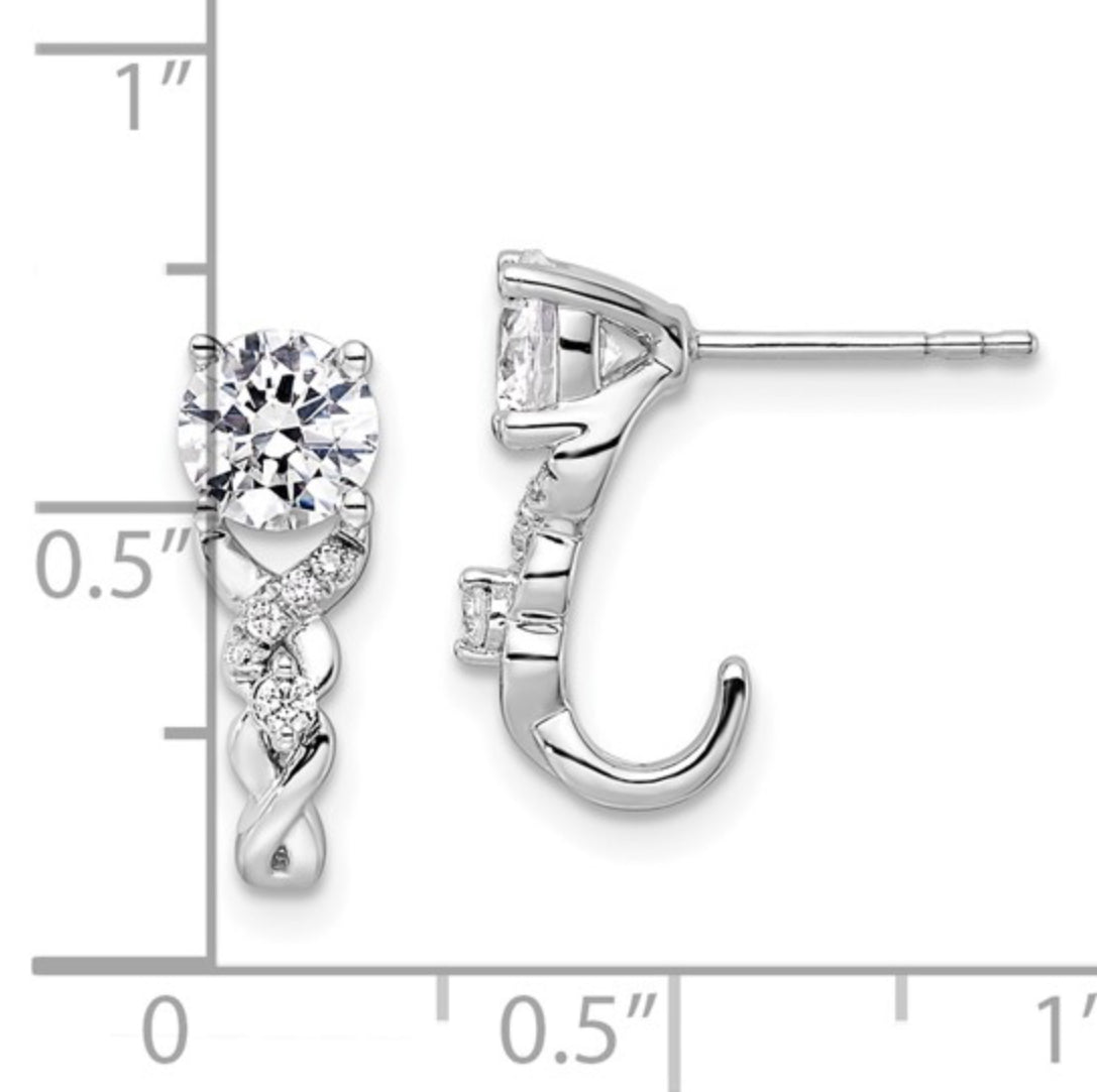 14K WHITE GOLD - LAB DIAMOND DIA POST FASHION EARRINGS