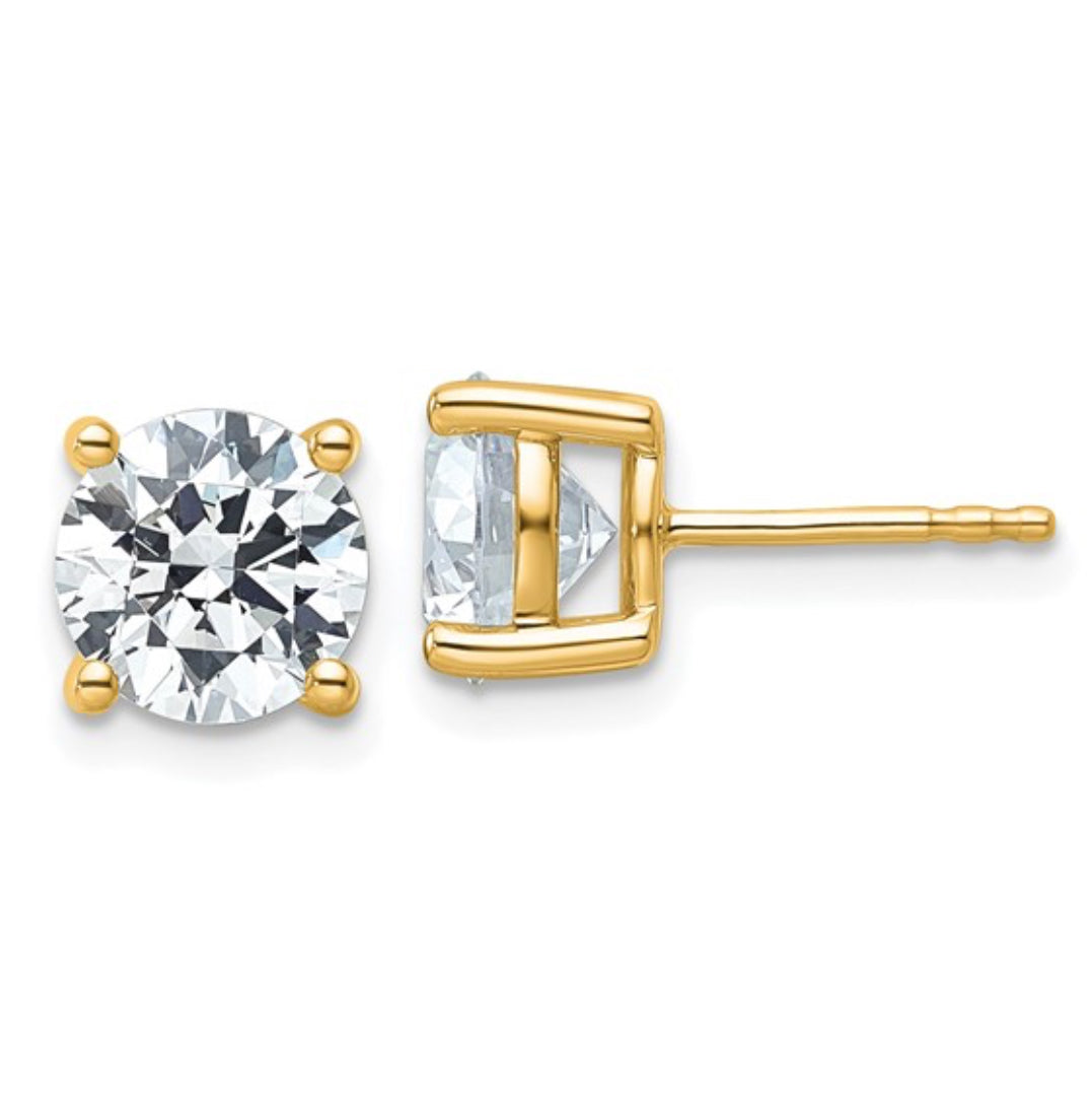 14K GOLD - LAB DIAMOND ROUND STUD EARRINGS