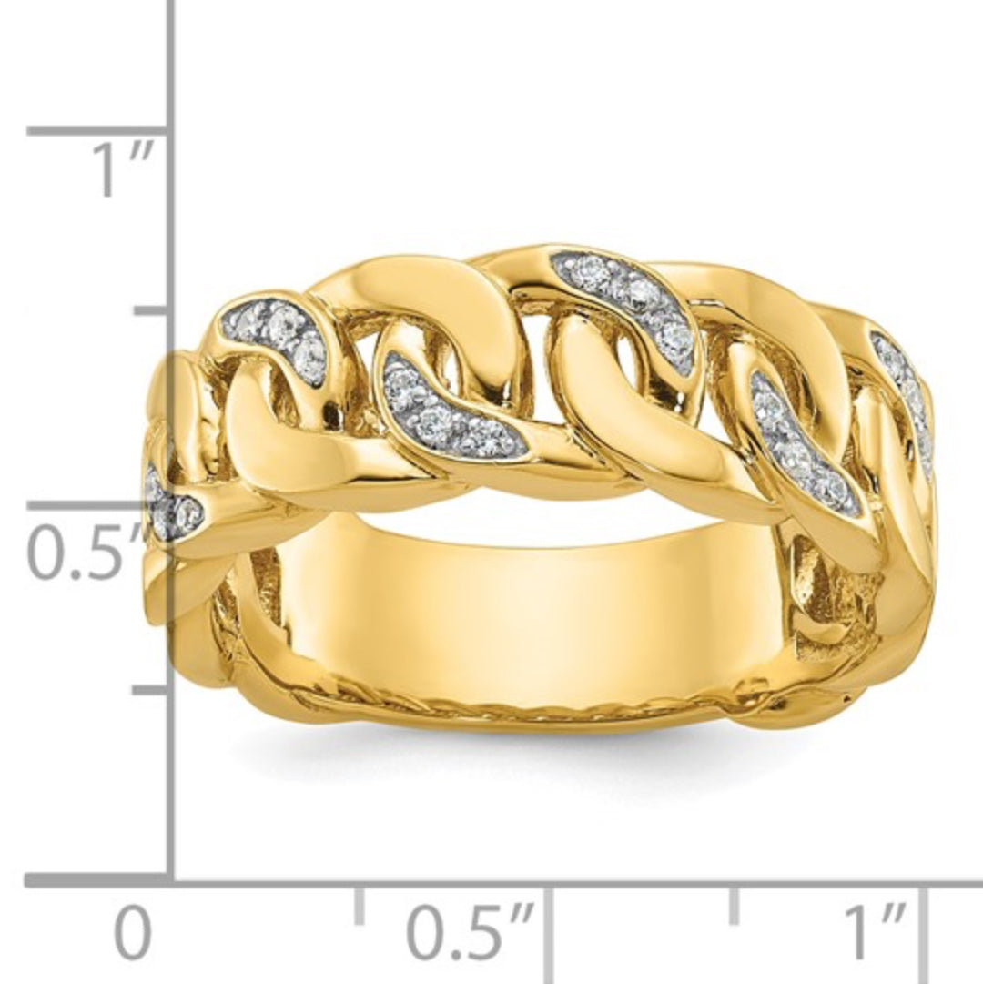 14K GOLD - MENS DIAMOND CUBAN LINK RING