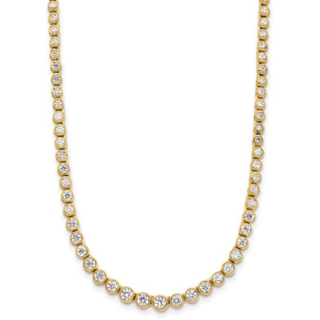 14K GOLD - LAB DIAMOND TENNIS BEZEL SET NECKLACE