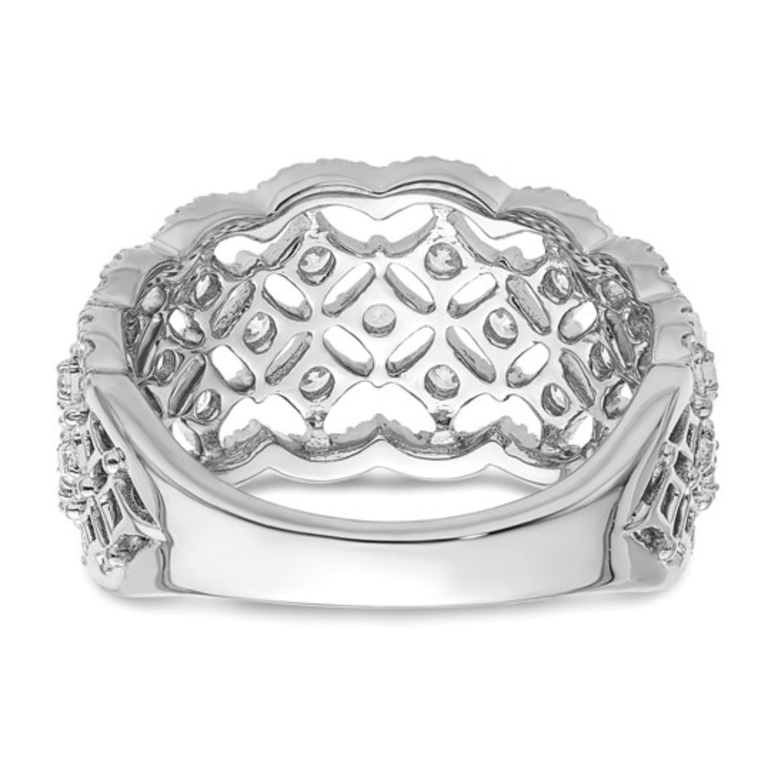 14K WHITE GOLD - LAB DIAMOND WIDE FASHION RING
