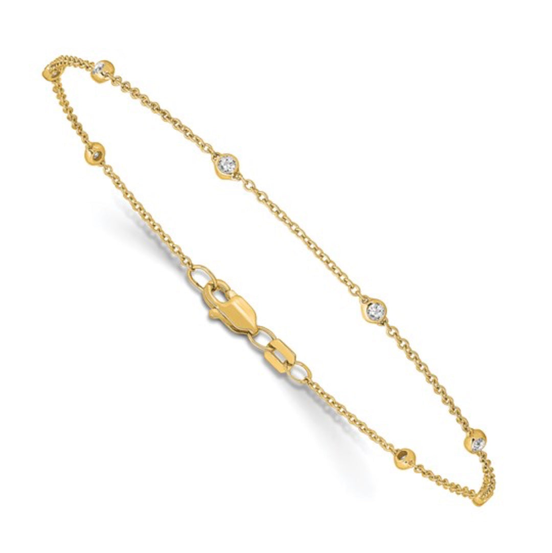 14K GOLD - LAB DIAMOND STATION ANKLET