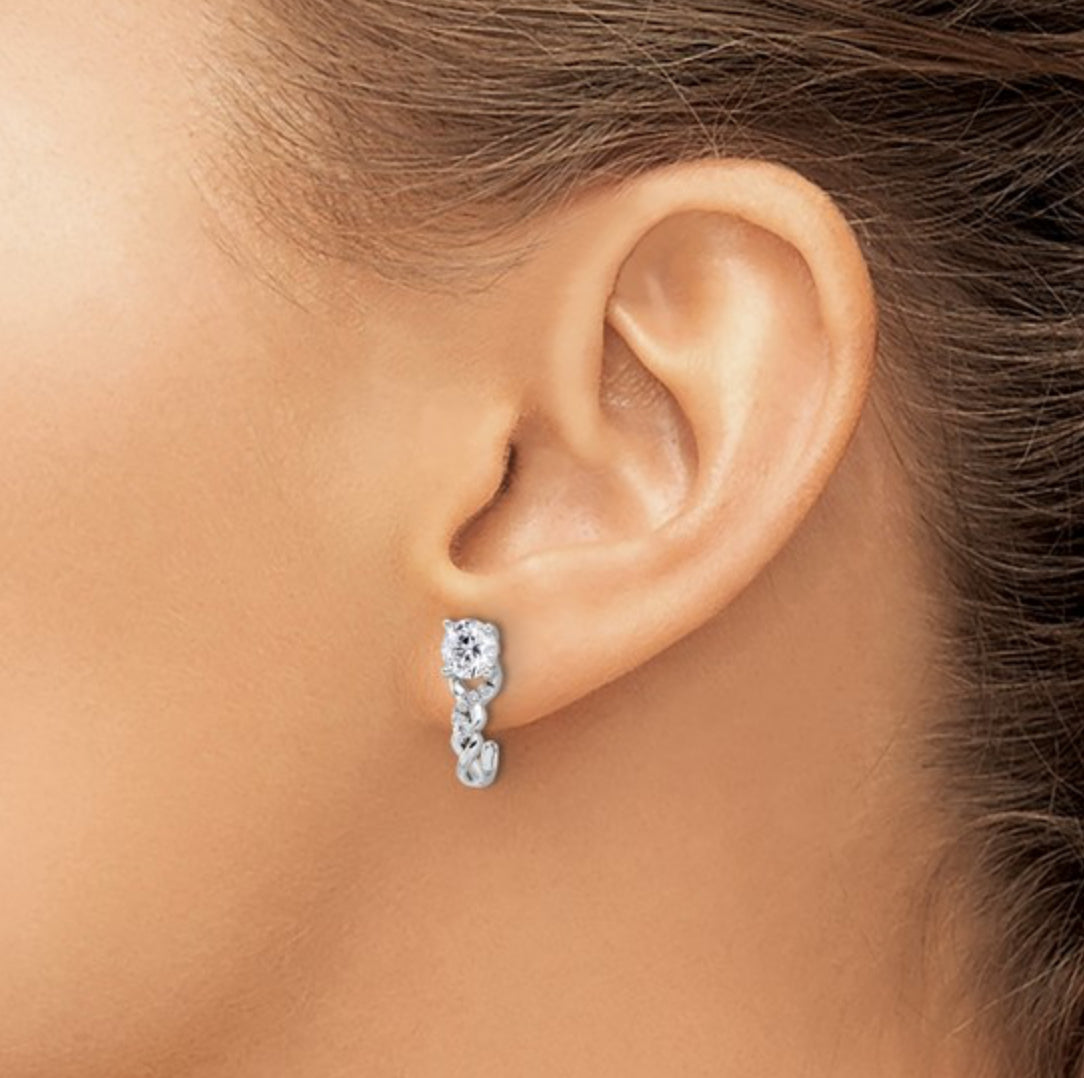 14K WHITE GOLD - LAB DIAMOND DIA POST FASHION EARRINGS