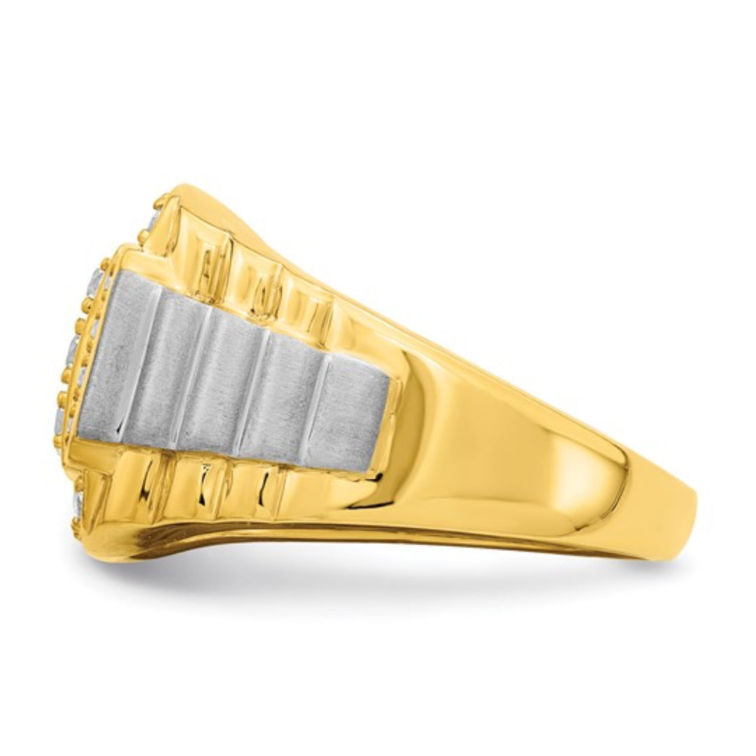 14K TWO-TONE GOLD - MENS ANTIQUED RING