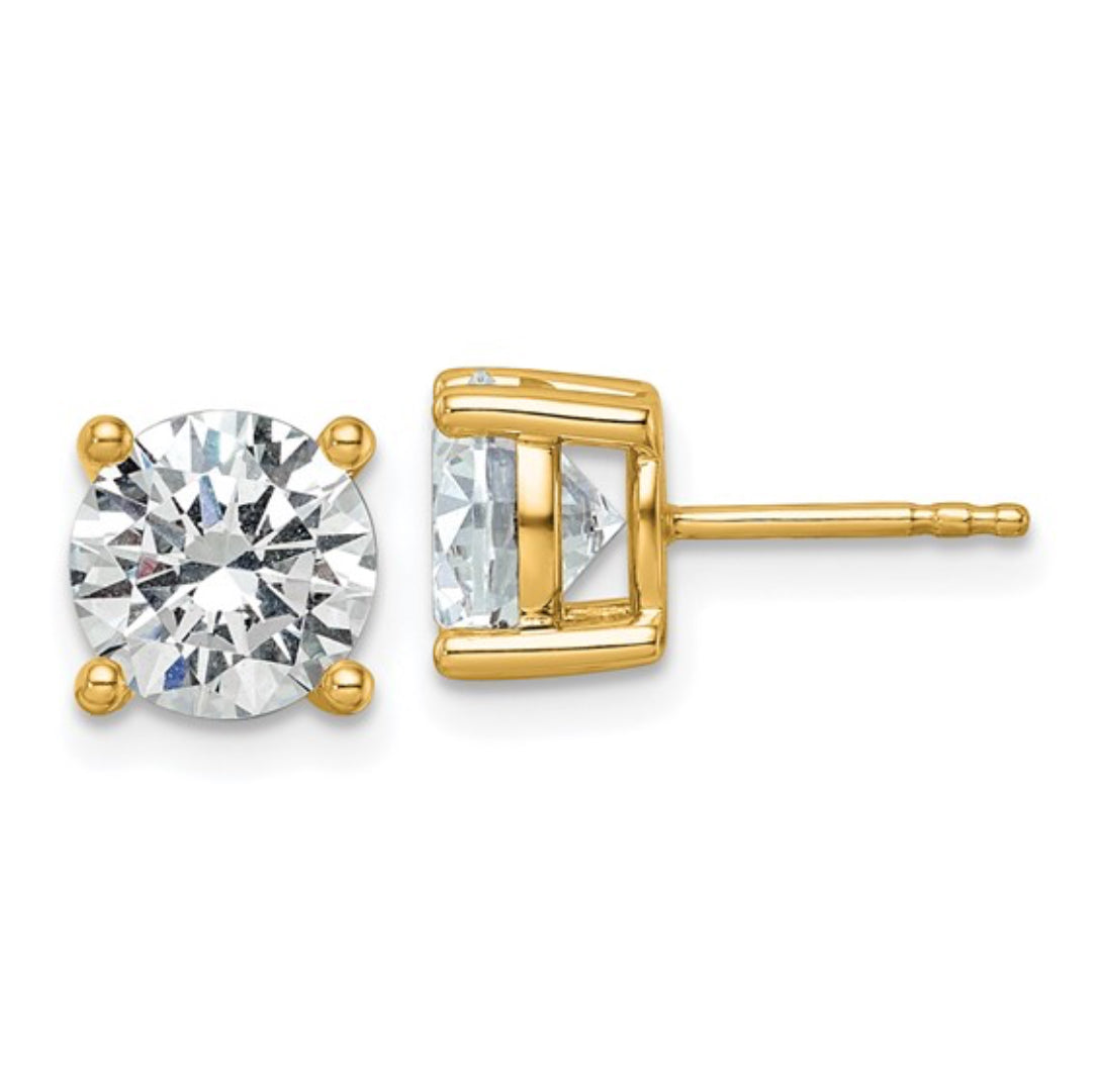 14K GOLD - LAB DIAMOND ROUND STUD EARRINGS