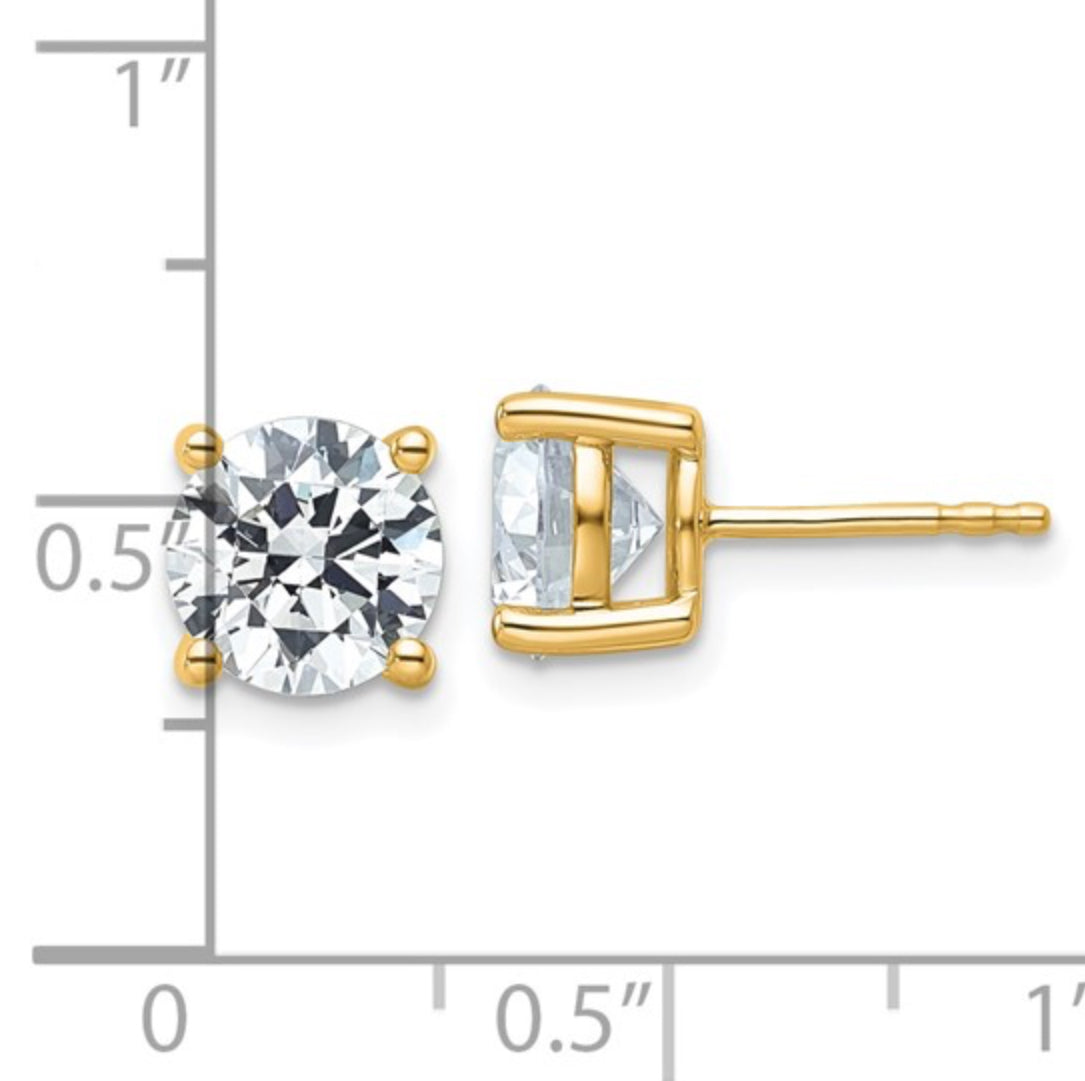 14K GOLD - LAB DIAMOND ROUND STUD EARRINGS