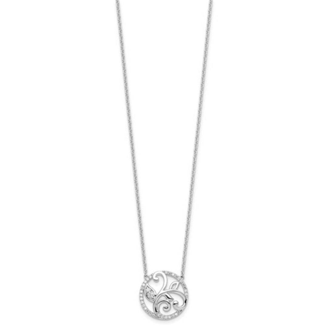 14K WHITE GOLD - LAB DIAMOND GROWTH FLORAL NECKLACE