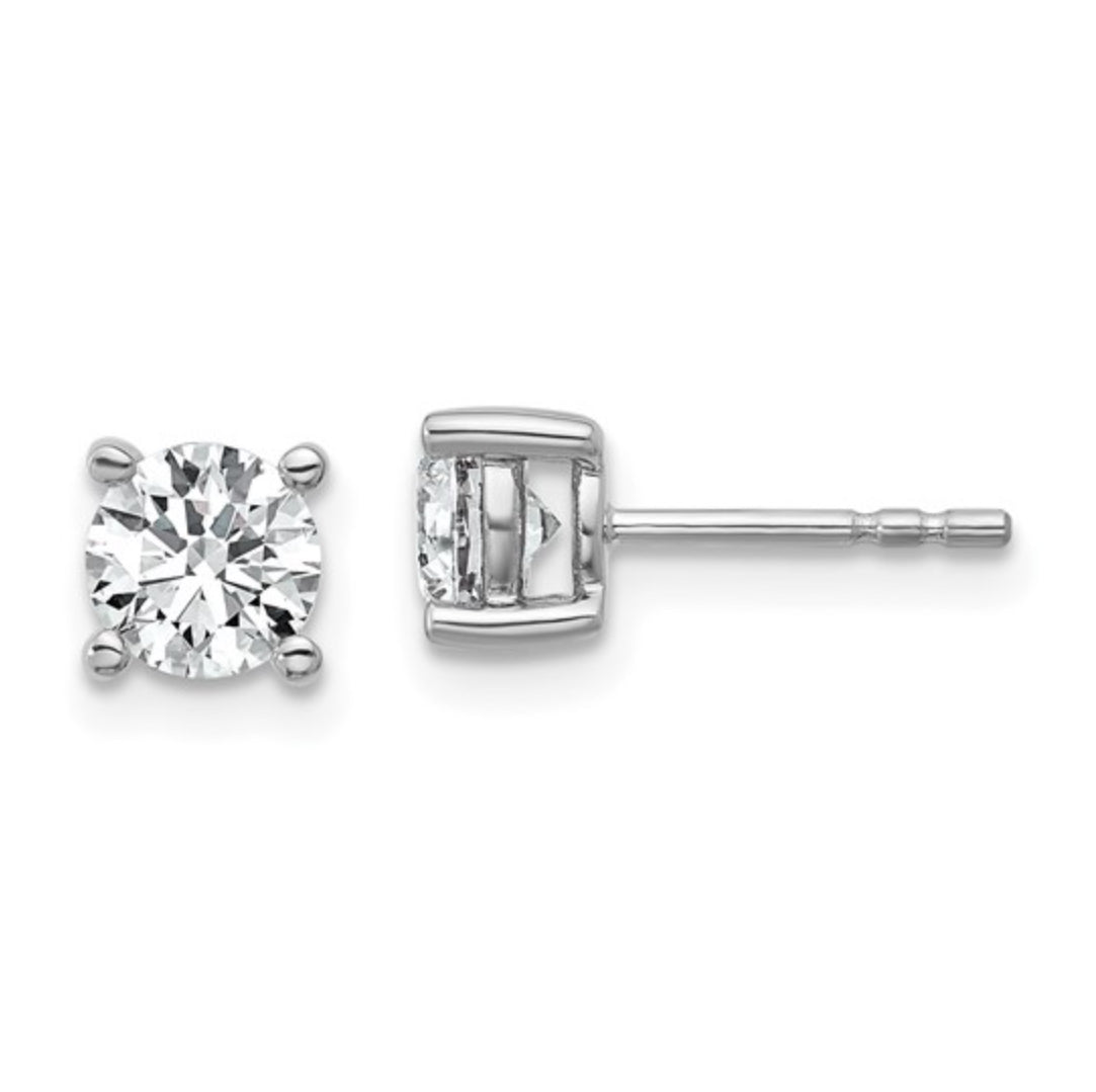 14K WHITE GOLD - LAB DIAMOND ROUND STUD EARRINGS
