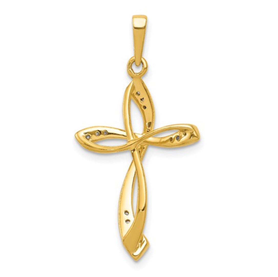 14K GOLD - LAB DIAMOND WOMEN’S CROSS PENDANT