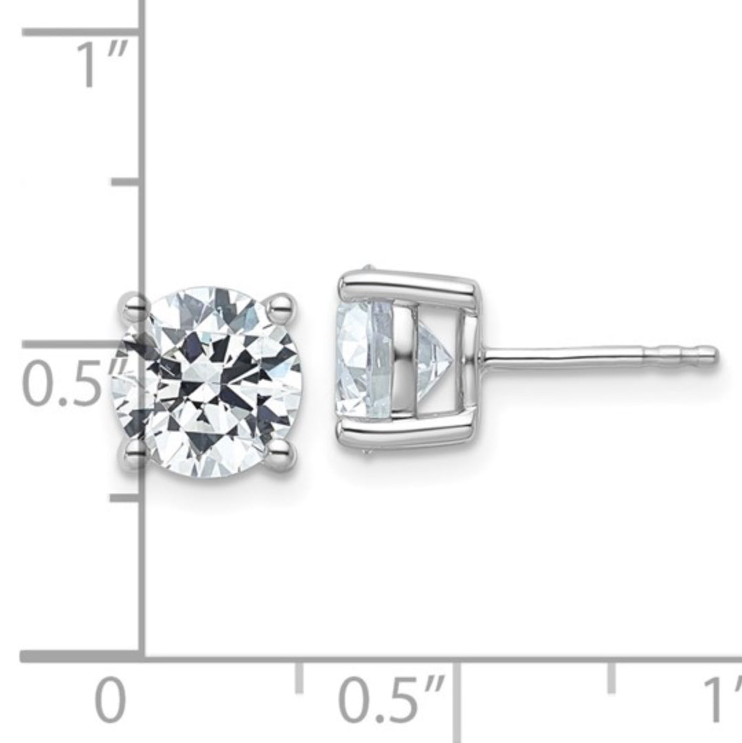 14K WHITE GOLD - LAB DIAMOND ROUND STUD EARRINGS